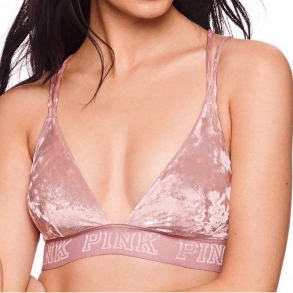PINK Victoria's Secret Velvet Bralette in Light Pink